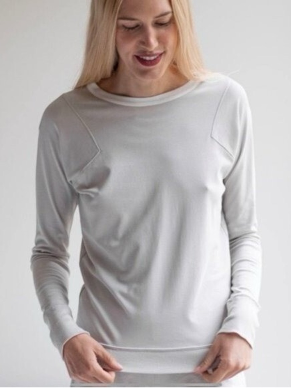 LUNYA Crewneck Pina Cotton Long Sleeve Pullover Top Size Medium